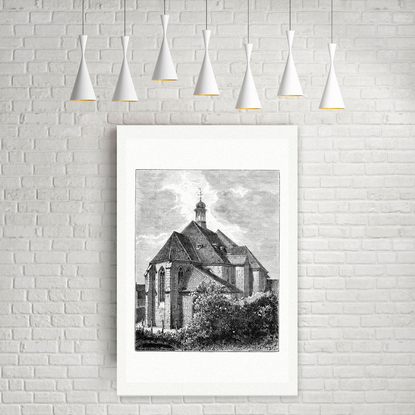 Schleswig, der Dom – Holzstich, Leinwanddruck auf Holzkeilrahmen an der Wand