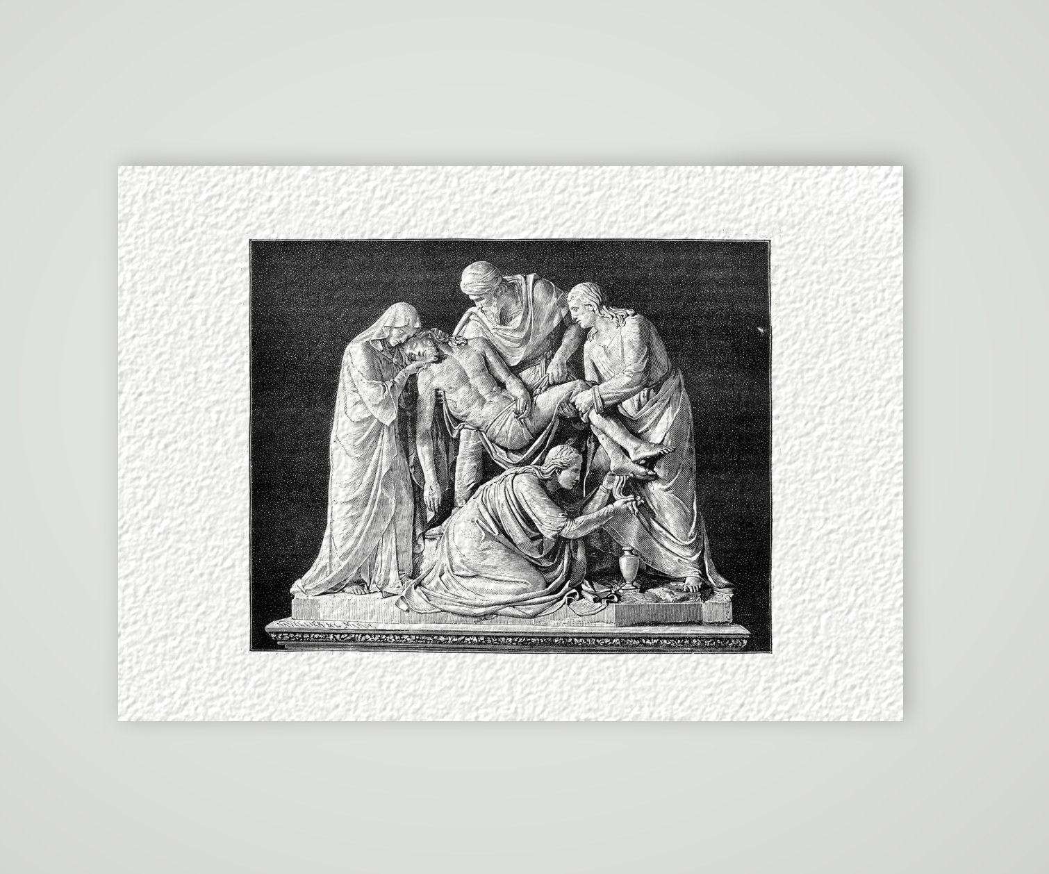 Grablegung Christi – Skulpturengruppe in Münster – Holzstich, Kunstdruck auf Hahnemühle-Büttenpapier