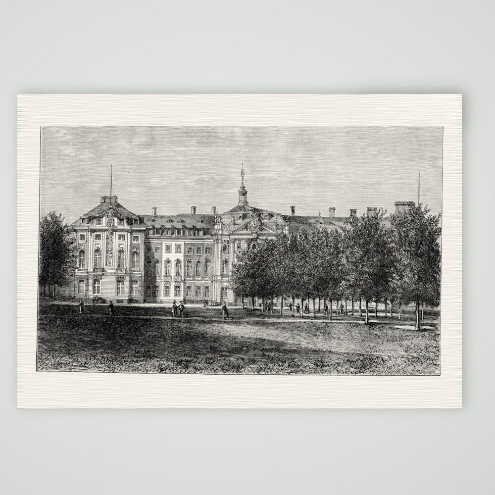 Münster, das Schloss – Holzstich, Kunstdruck auf Leinenpapier