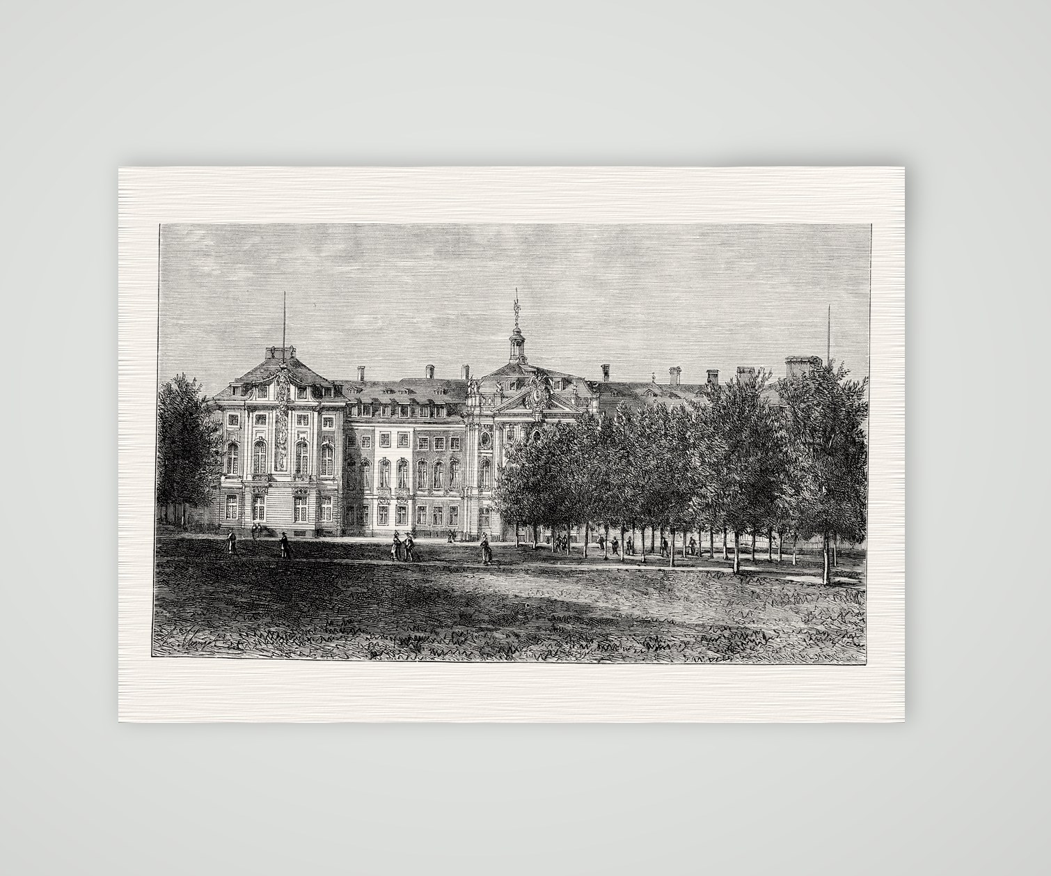 Münster, das Schloss – Holzstich, Kunstdruck auf Leinenpapier
