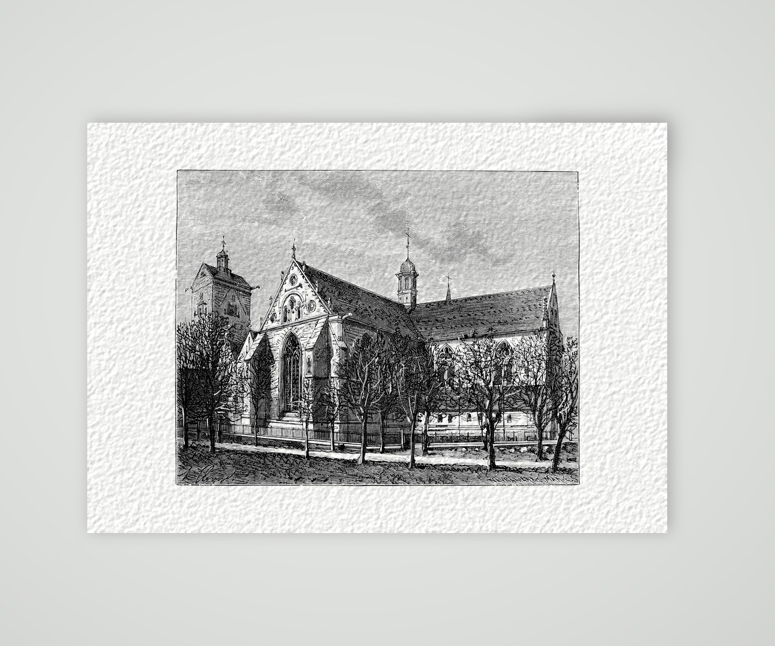 Paderborn, der Dom – Holzstich, Kunstdruck auf Hahnemühle-Büttenpapier