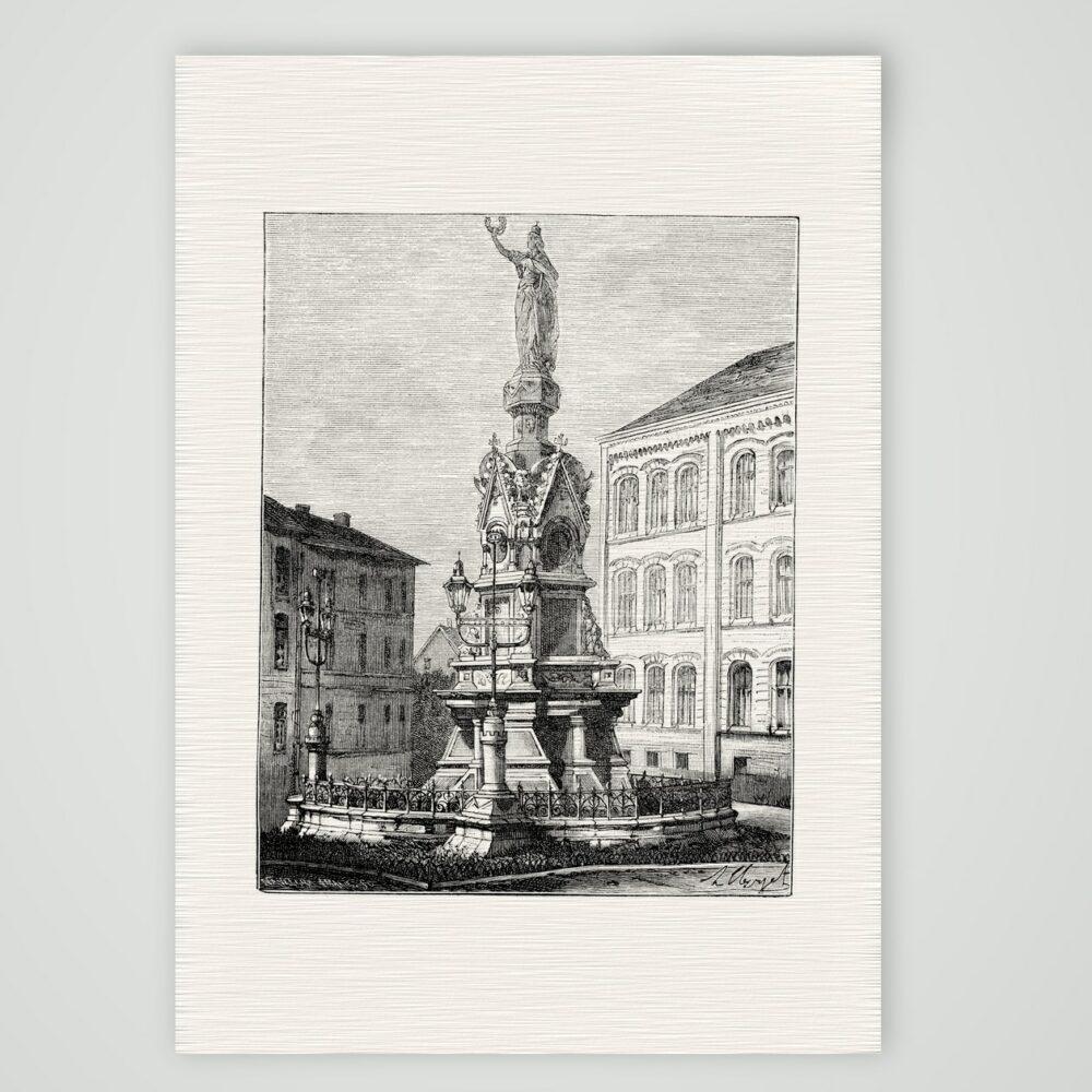 Dortmund, ein Denkmal – Holzstich, Kunstdruck auf Leinenpapier
