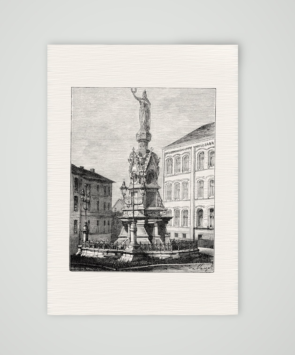 Dortmund, ein Denkmal – Holzstich, Kunstdruck auf Leinenpapier