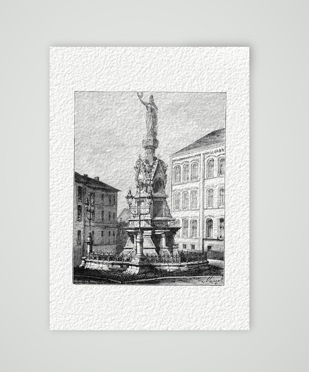 Dortmund, ein Denkmal – Holzstich, Kunstdruck auf Hahnemühle-Büttenpapier