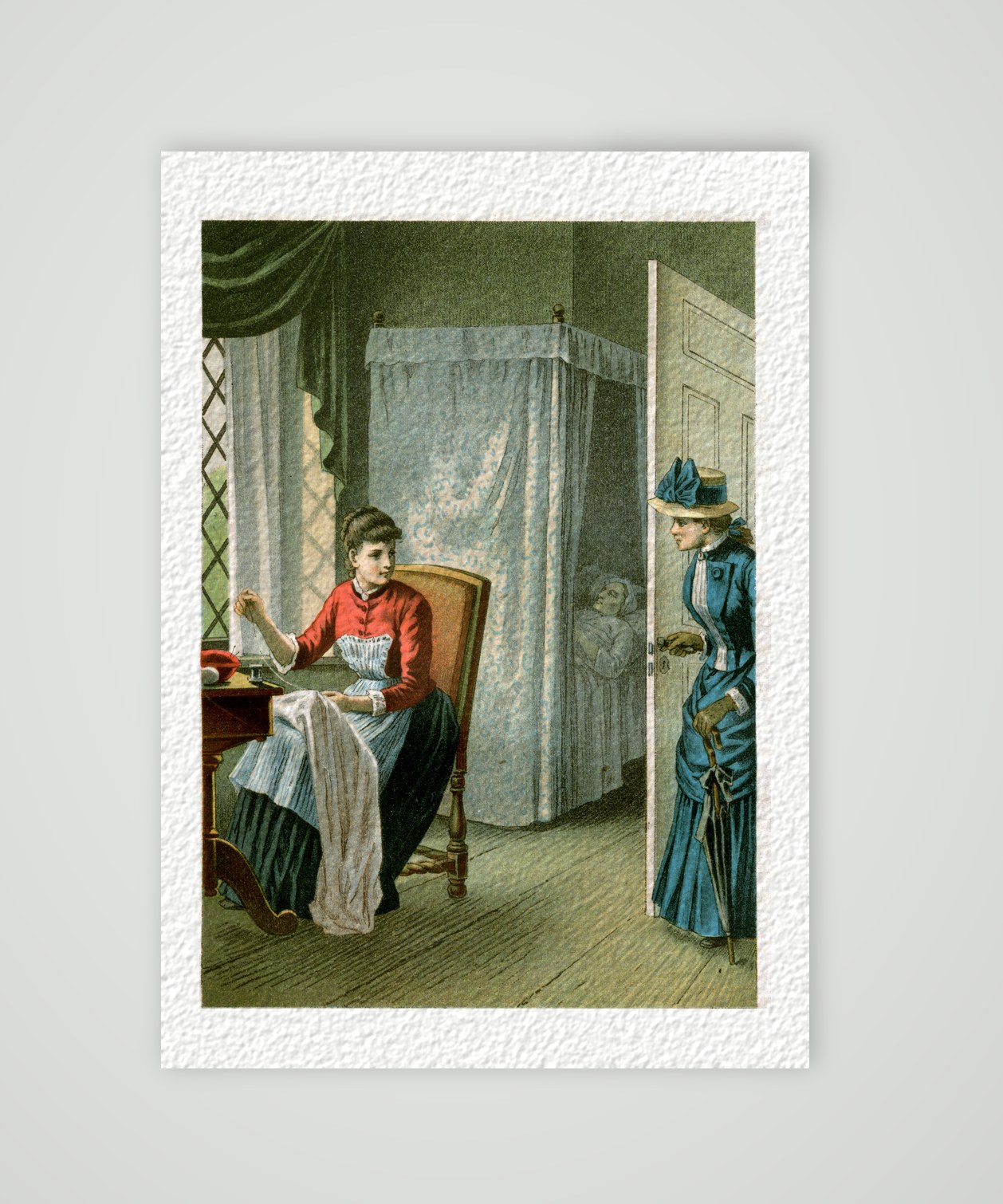 Zu spät – Chromolithografie, Kunstdruck auf Hahnemühle-Büttenpapier