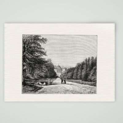Kassel, Schloss Wilhelmshöhe – Holzstich, Kunstdruck auf Leinenpapier