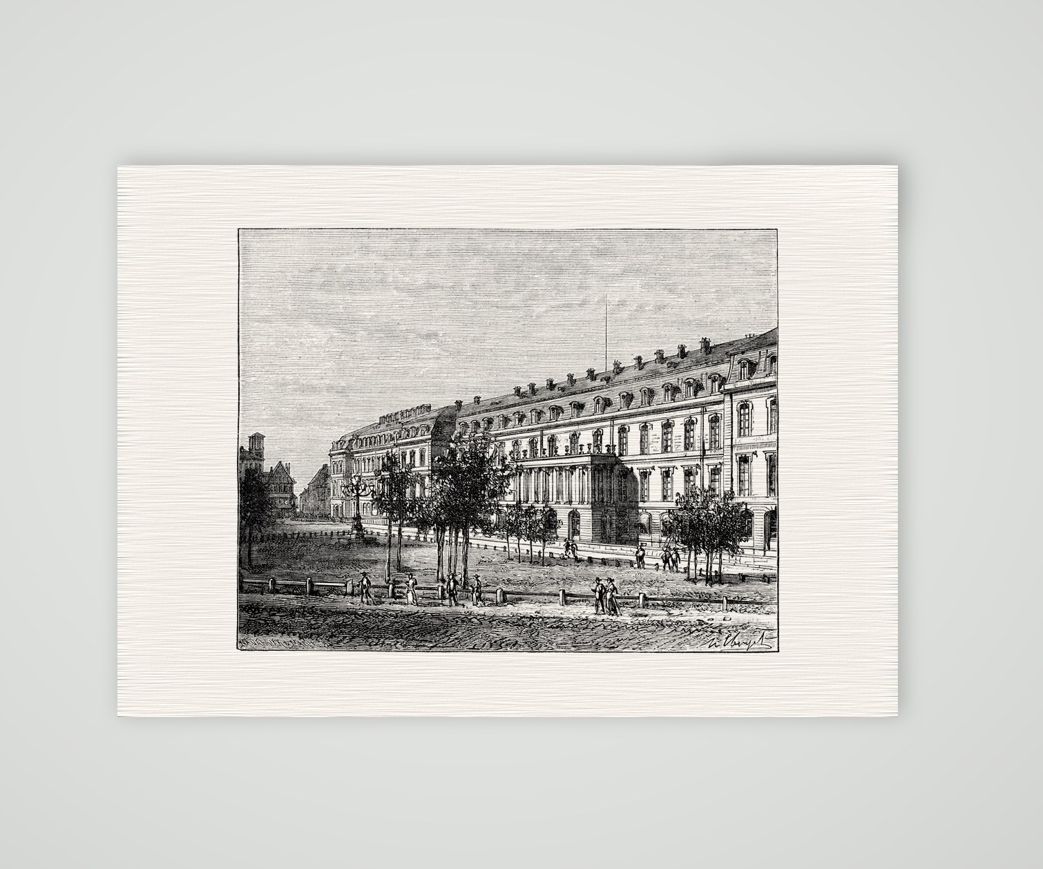 Hannover, das Stadtschloss – Holzstich, Kunstdruck auf Leinenpapier