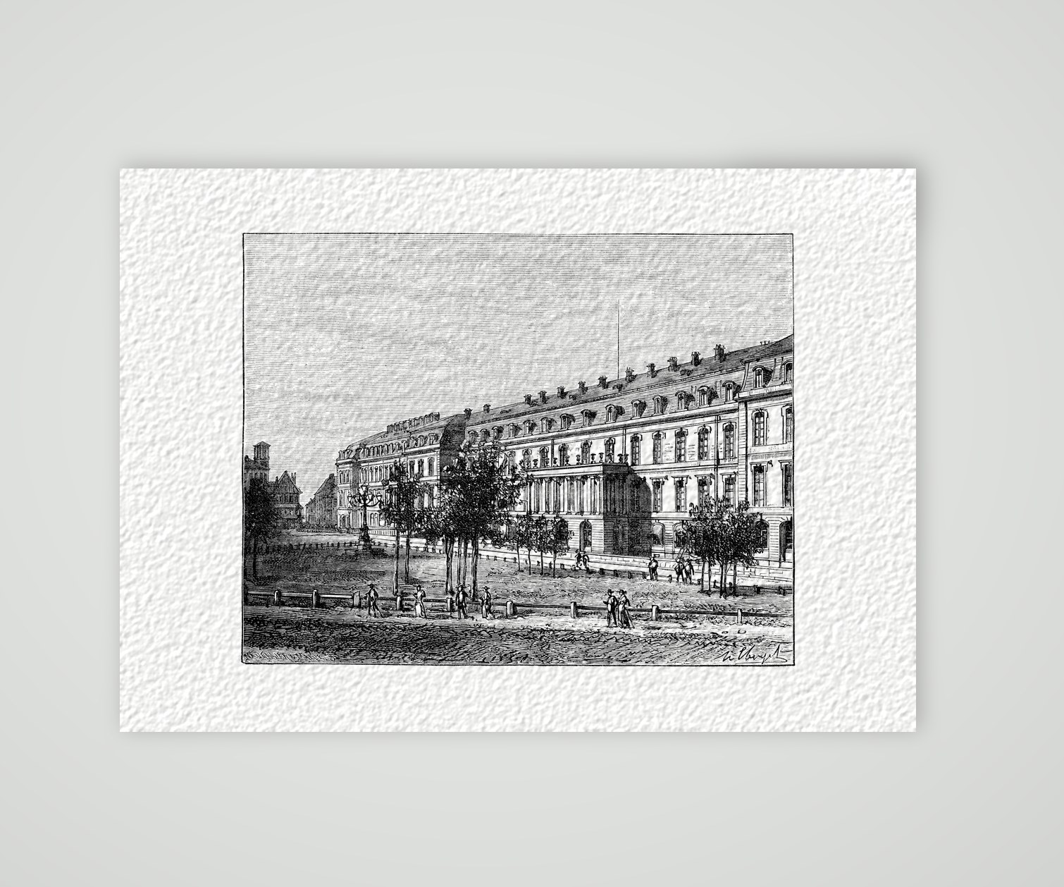 Hannover, das Stadtschloss – Holzstich, Kunstdruck auf Hahnemühle-Büttenpapier