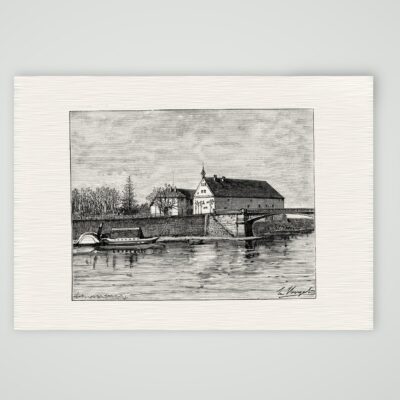 Schloss Hoya an der Weser – Holzstich, Kunstdruck auf Leinenpapier