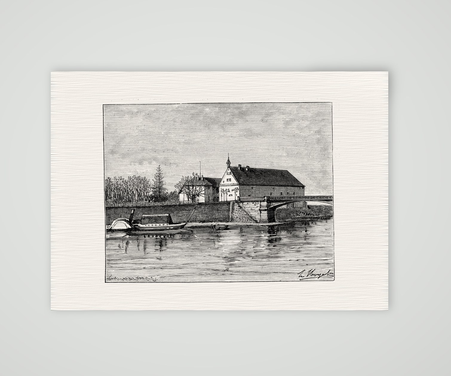 Schloss Hoya an der Weser – Holzstich, Kunstdruck auf Leinenpapier