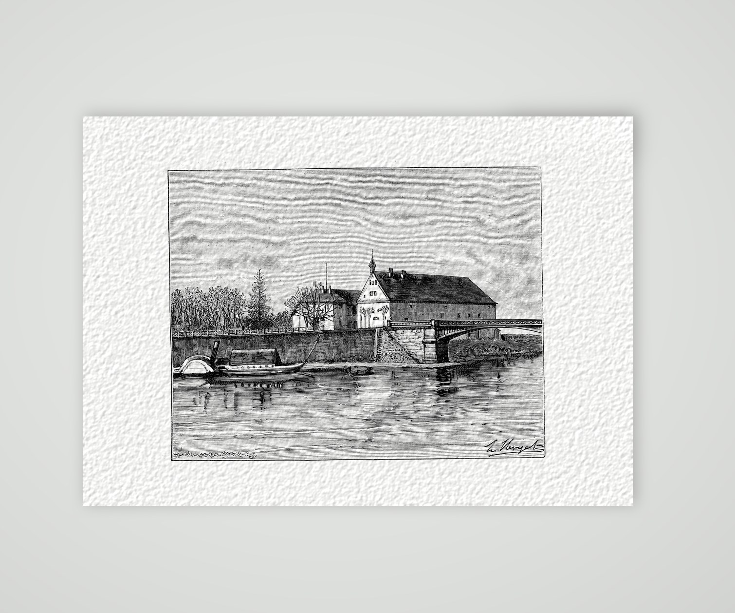 Schloss Hoya an der Weser – Holzstich, Kunstdruck auf Hahnemühle-Büttenpapier