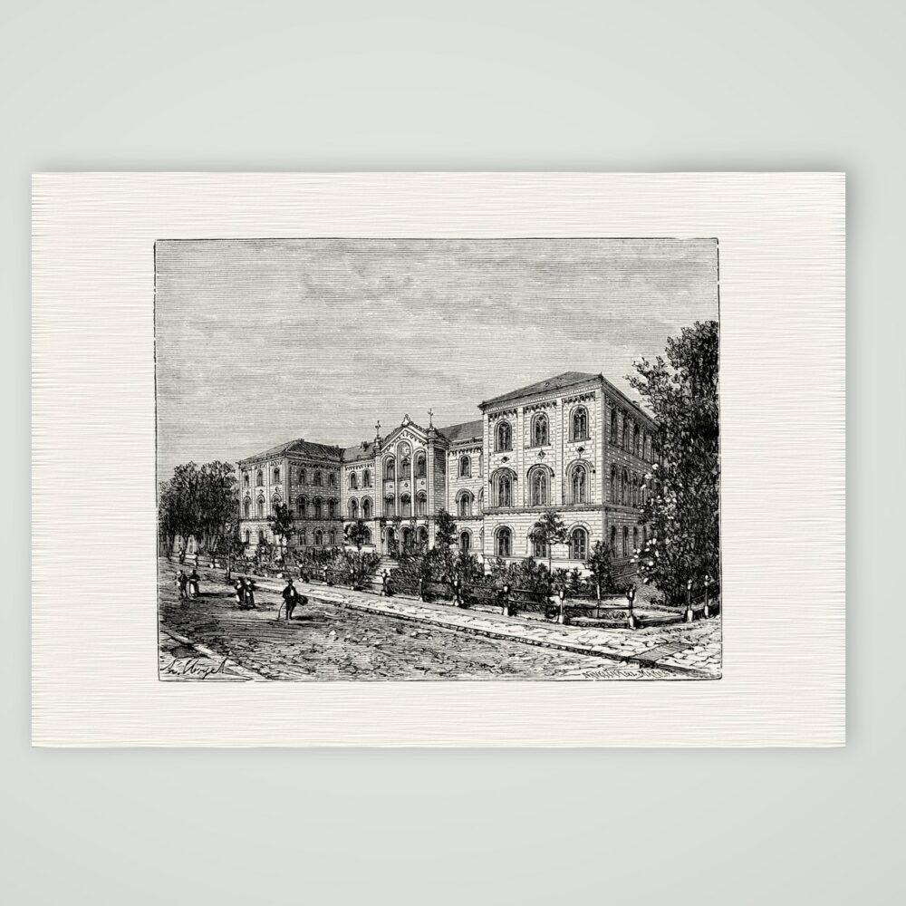 Göttingen, die Universität – Kunstdruck auf Leinenpapier