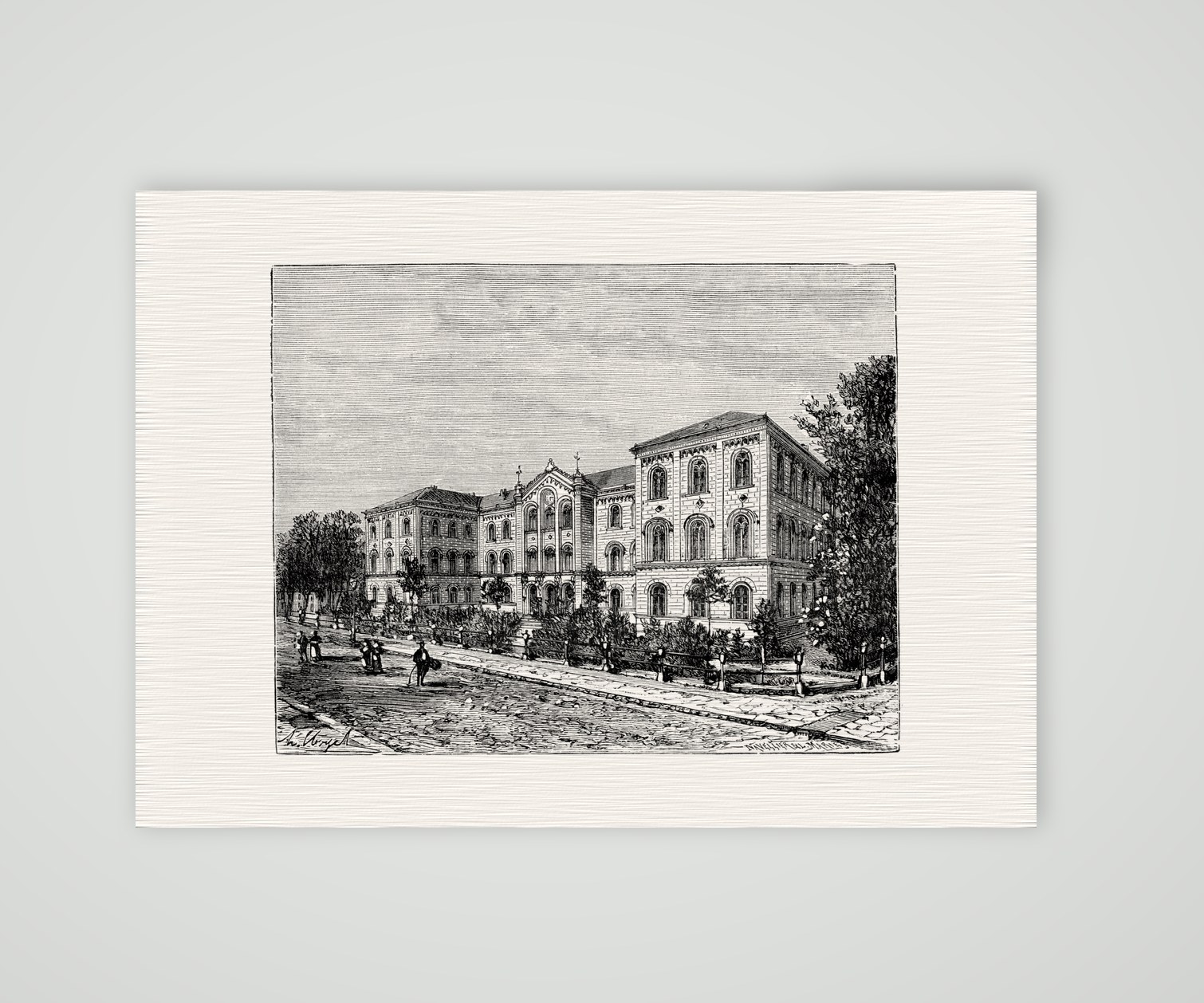 Göttingen, die Universität – Kunstdruck auf Leinenpapier